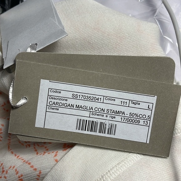 NWT Purotatto Ivory Cardigan Lightweight Sweater Maglia Con Stampa Large Italy - Picture 16 of 16